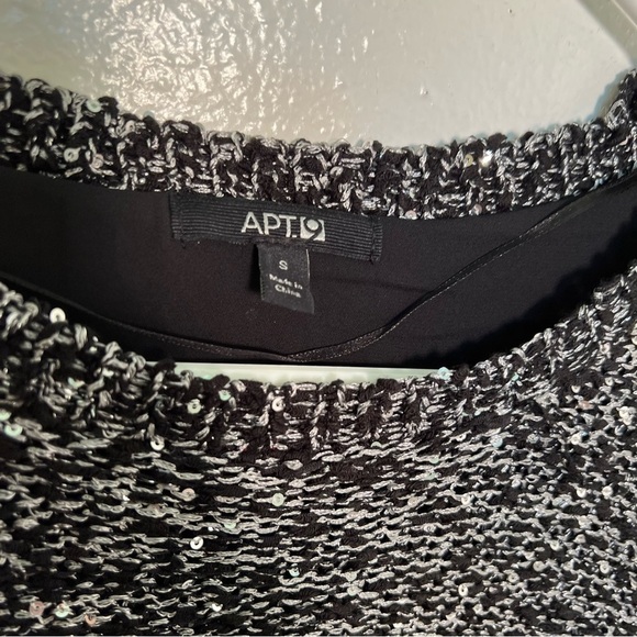 Apt. 9 Asymmetrical Crewneck Sequin Sweater Black Gray - Picture 12 of 14